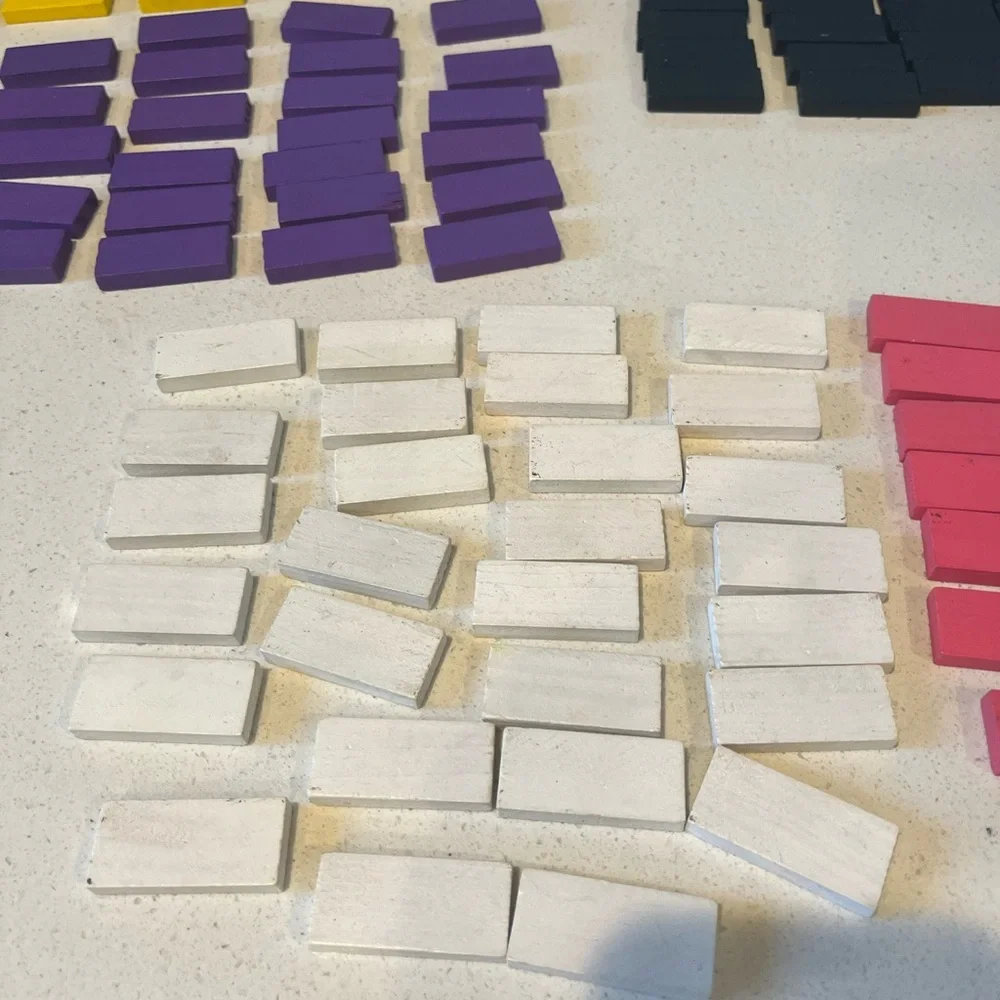 Dominoes, wooden, assorted colors
